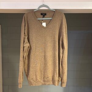NWT Club Room Men's Cashmere Tan V-Neck Sweater